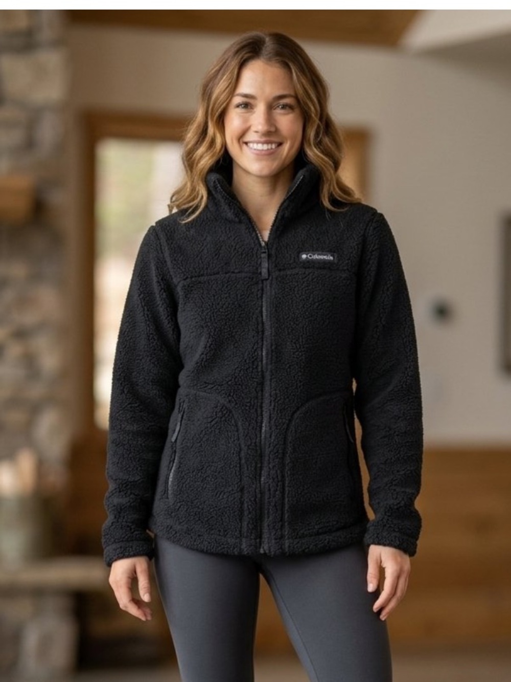 Columbia Black Women's Sherpa Full‑Zip Jacket